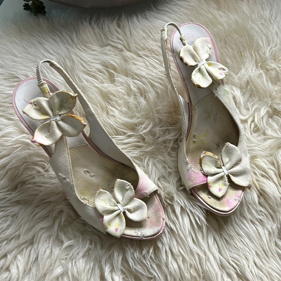 Vintage Y2K DIOR DISTRESSED canvas Diorissimo Pink Slingback heels Sandals - Picture 1 of 15